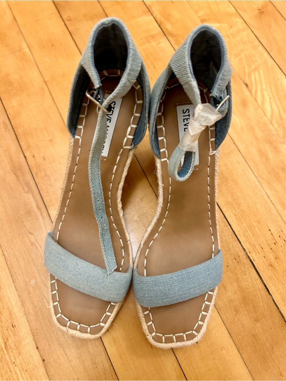Steve Madden Light Blue Denim Espadrille Wedge Sandals